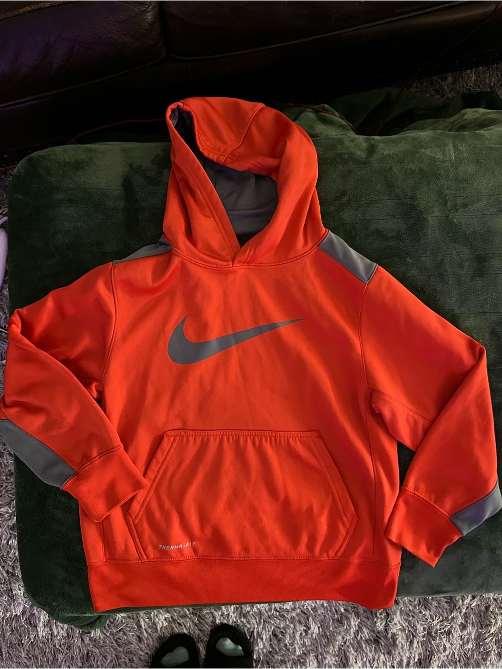 Nike Orange Hoodie with Gray Swoosh & Accents